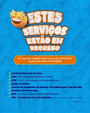 A Prefeitura de Irecê divulga Como funcionarão os serviços de saúde em Irecê durante as festas de fim de ano